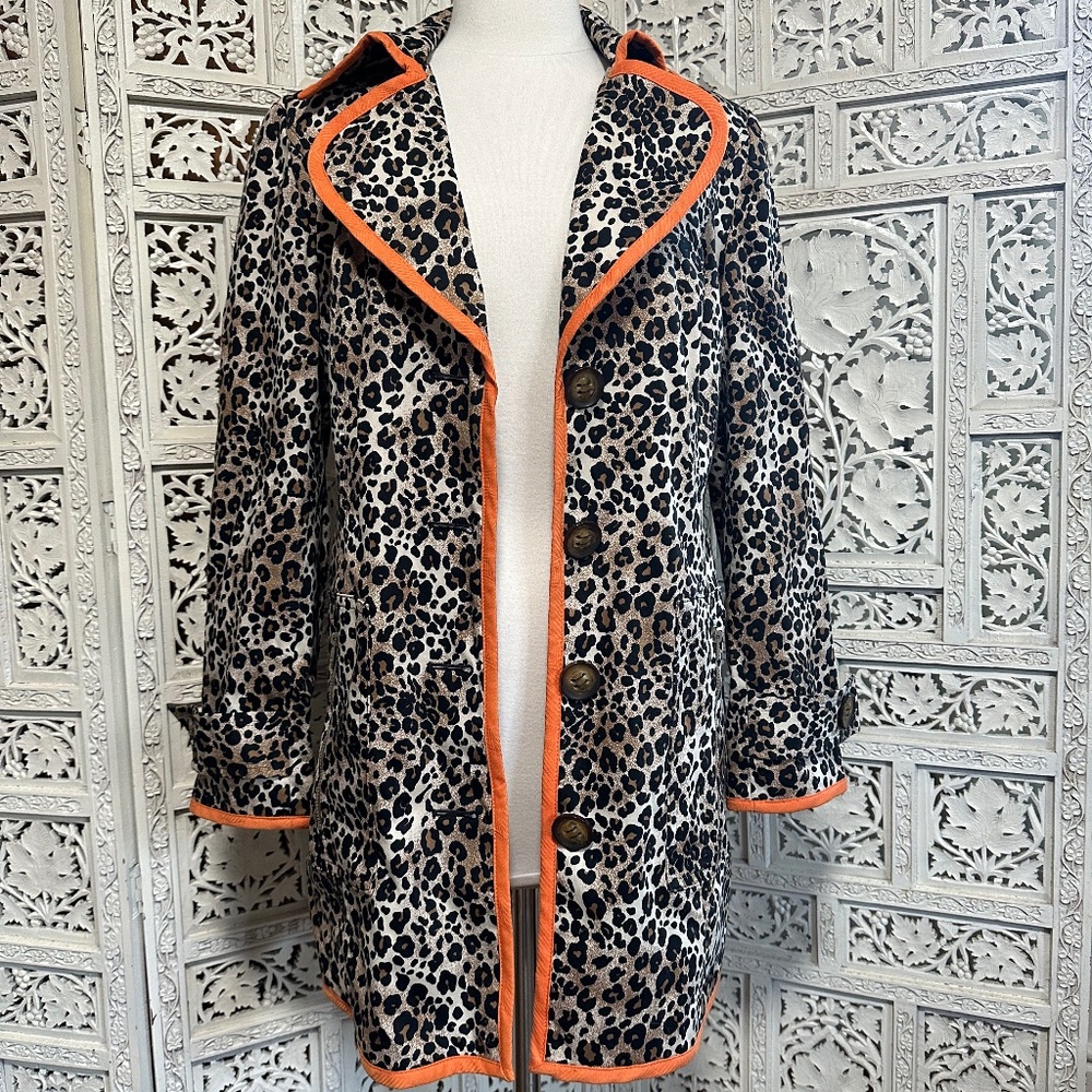 Vintage cheetah print jacket‎ with orange trim size small medium